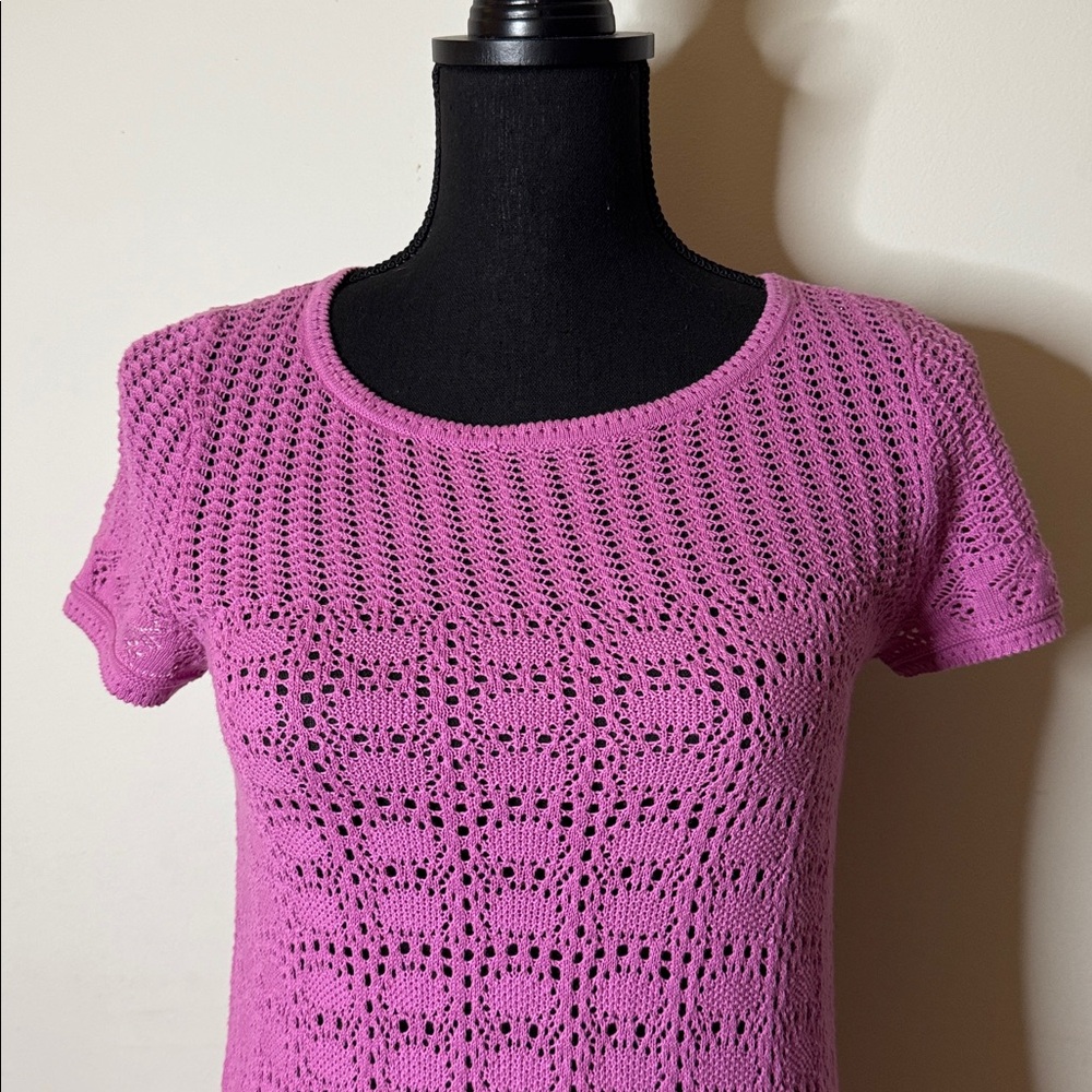Lilly Pulitzer Pink Crochet Knit Dress Cover Up Size S - Picture 3 of 6
